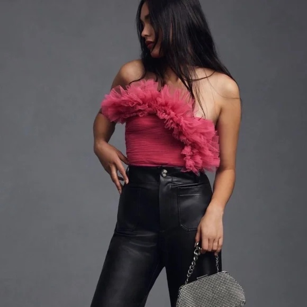 Anthropologie Ranna Gill Strapless Pink Tulle Top M - Picture 4 of 4